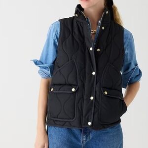 J. Crew Quilted Excursion Puffer Vest Womens 3X Black Lightweight Superwarm NWOT